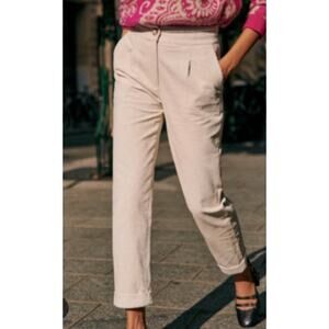 Sezane NWOT Marcel Corduroy Pants Women 36 (US 4) Creamy White Pleated Ankle